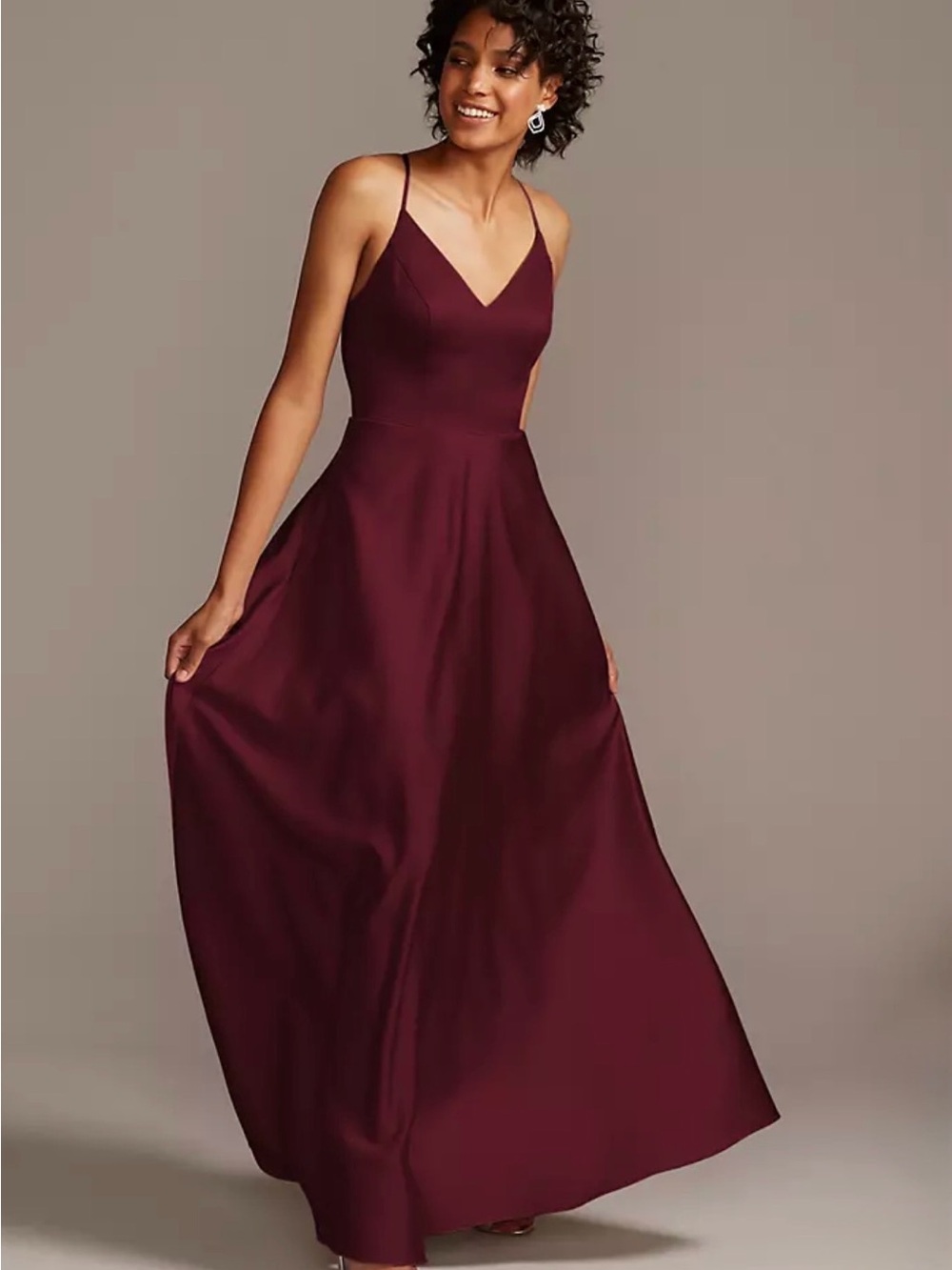 Elegant V-Neck Burgundy Maxi Dress